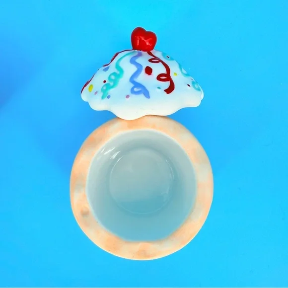 PartyLite Ceramic Cupcake Votive Candle Holder Set 2 Birthday Kitsch Retro Decor - Picture 2 of 7